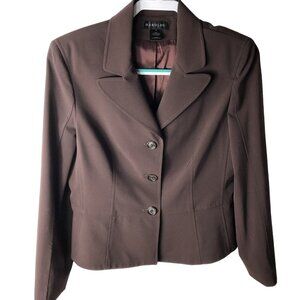 Harold's Women's Blazer Jacket Peplin Style Career Brown Size 8